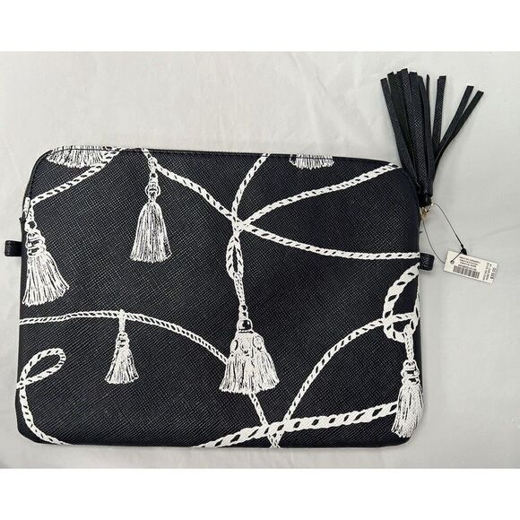 Chico's® Printed Tassel Tech Case in Navy Blue & White New w/Tags For 11" Laptop - Picture 2 of 7